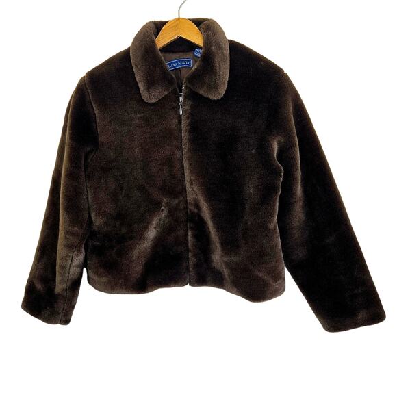 Size L – Brown Fuzzy Teddy Bear Coat by Karen Scott - Picture 1 of 5
